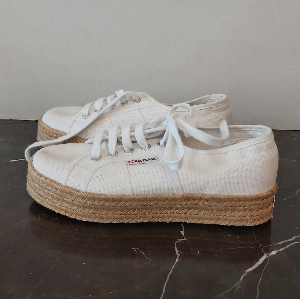 Superga Women's White Espadrille Platform Sneakers